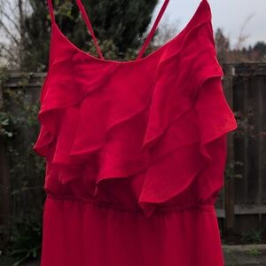 American Eagle Outfitters Red Ruffle Mini Dress